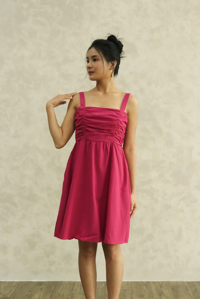 
                  
                    Load image into Gallery viewer, Stace Ruched Dress in Hot Pink
                  
                