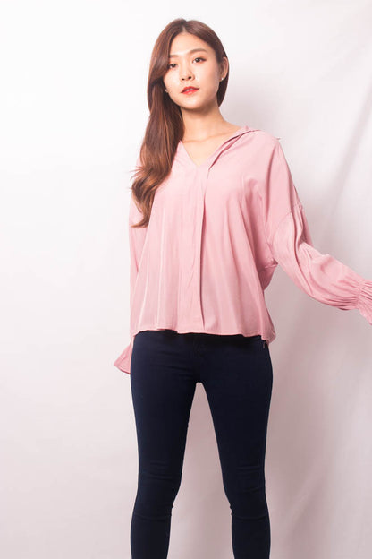 Nera Basic Sleeved Top in Pink