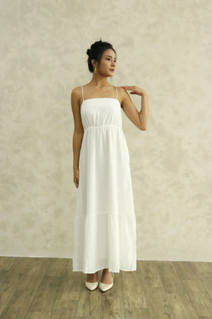 
                  
                    Load image into Gallery viewer, Georgina Cross Back Midi Dress in White
                  
                
