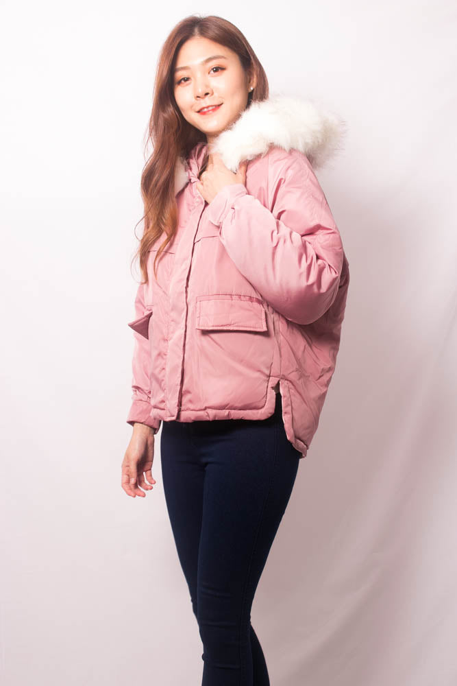* LUXE * Elgine Fur Coat in Pink