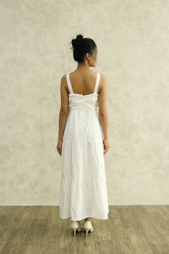 
                  
                    Load image into Gallery viewer, Jermaine Ruched Midi Dress in White
                  
                