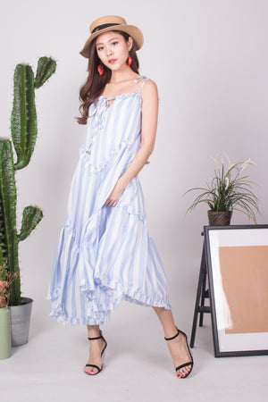 
                  
                    Load image into Gallery viewer, * LUXE * - Bretila Stripes Flutter Maxi Dress in Blue
                  
                