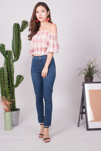 Canelyn Check Top in Pink