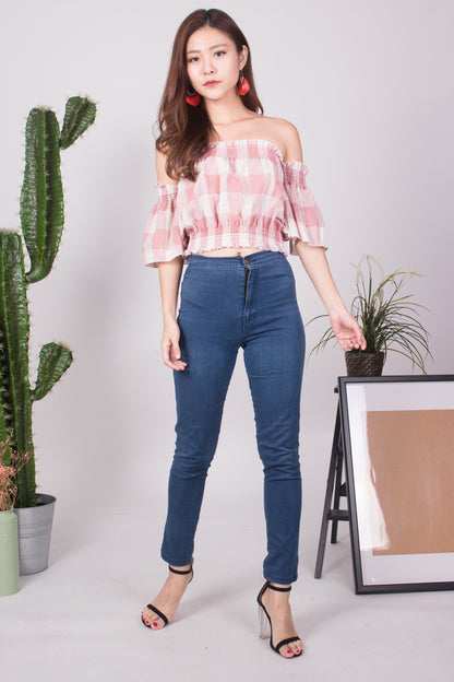 Canelyn Check Top in Pink