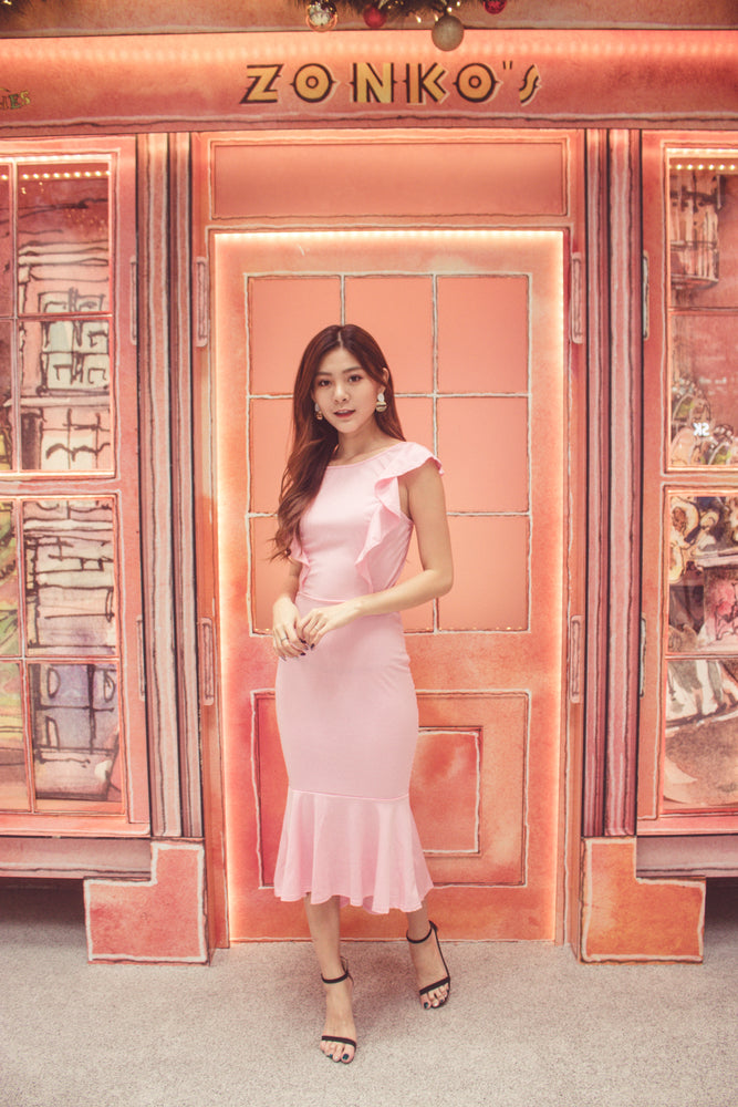 
                  
                    Load image into Gallery viewer, Dehala Flutter Dress in Pink
                  
                