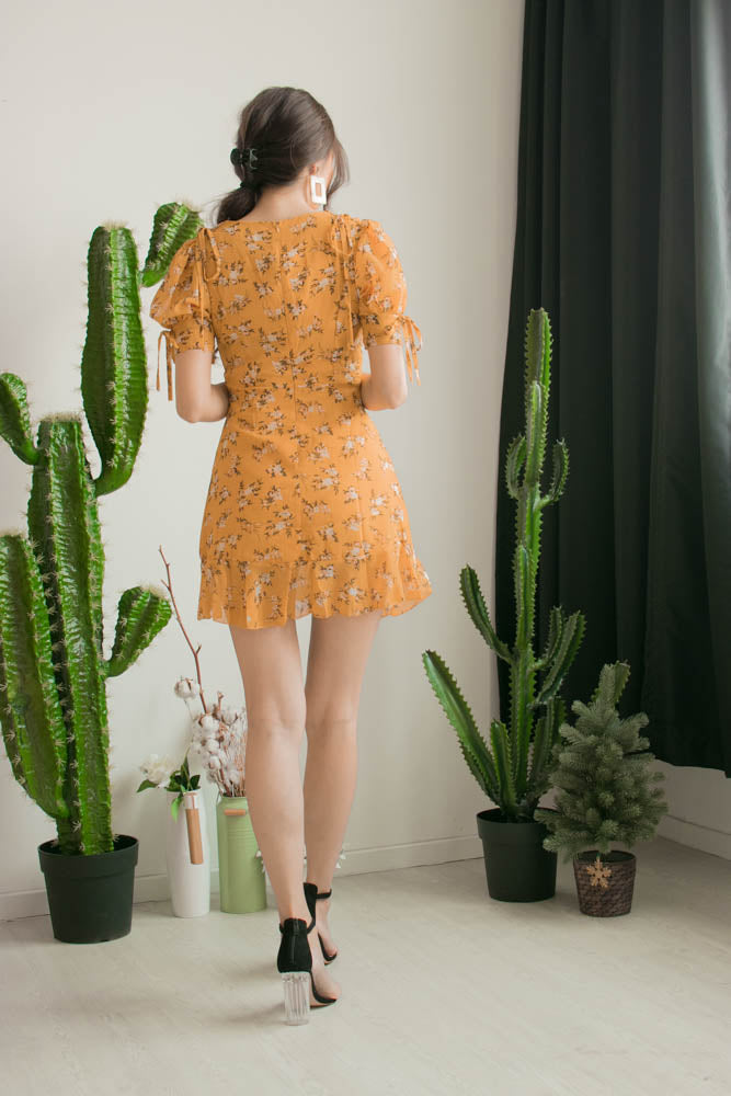 Kelly Floral Dress in Marigold