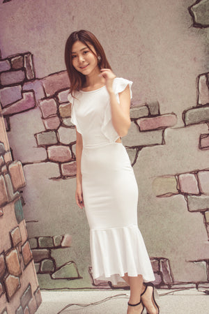 
                  
                    Load image into Gallery viewer, Dehala Flutter Dress in White
                  
                