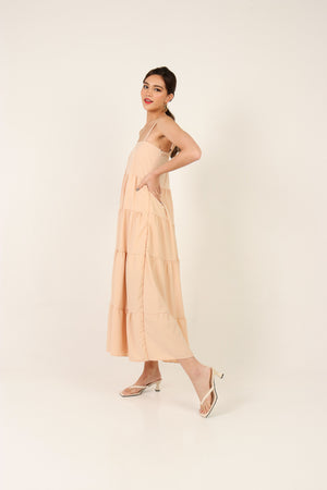 
                  
                    Load image into Gallery viewer, Dahlia Tiered Maxi Dress in Beige
                  
                