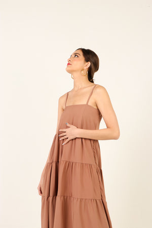 
                  
                    Load image into Gallery viewer, Dahlia Tiered Maxi Dress in Cocoa Brown
                  
                