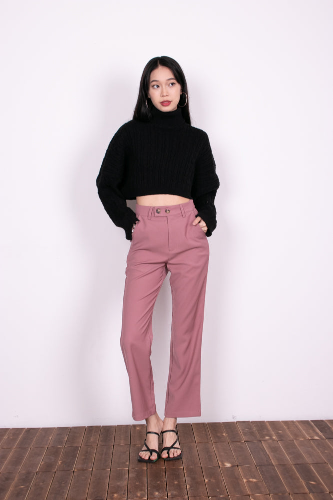 Xealia Double Button Pants in Mauve Pink