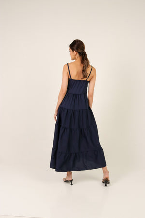 
                  
                    Load image into Gallery viewer, Dahlia Tiered Maxi Dress in Navy
                  
                