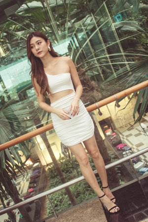 
                  
                    Load image into Gallery viewer, Tiffania Toga Bodycon Dress in White
                  
                