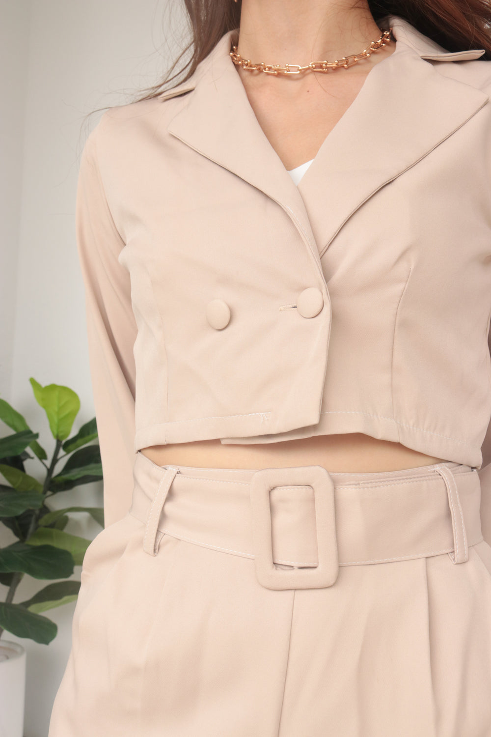 * PREMIUM * - Edelia Belted Highwaisted Shorts in Nude Khaki - Self Manufactured by LBRLABEL