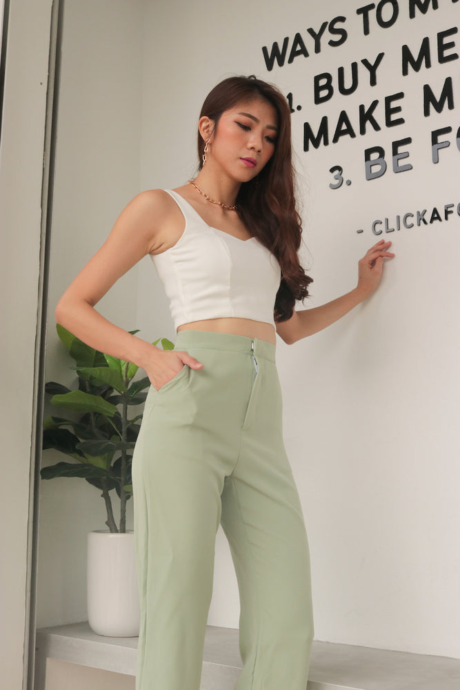 
                  
                    Load image into Gallery viewer, * PREMIUM * - Tinalia Straight Cut Highwaisted Pants in Sage - Self Manufactured by LBRLABEL
                  
                