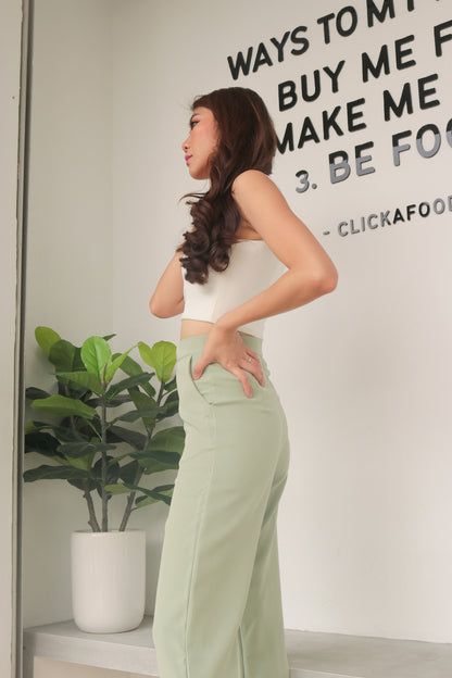 * PREMIUM * - Tinalia Straight Cut Highwaisted Pants in Sage - Self Manufactured by LBRLABEL