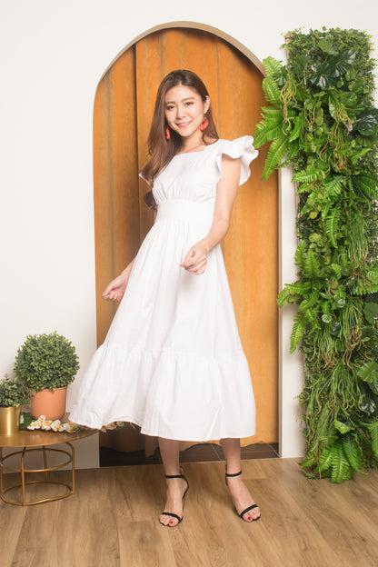 * LUXE * Emilesa Midi Dress in White