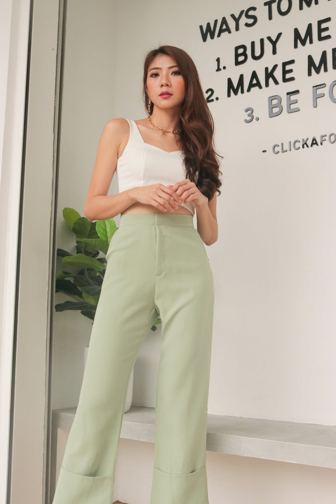 
                  
                    Load image into Gallery viewer, * PREMIUM * - Tinalia Straight Cut Highwaisted Pants in Sage - Self Manufactured by LBRLABEL
                  
                