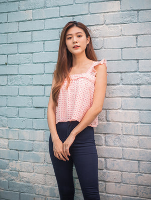 
                  
                    Load image into Gallery viewer, Violette Crochet Top In Pink
                  
                
