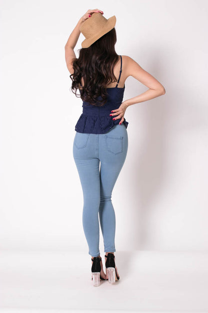 *PREMIUM* Cocolia Eyelet Top in Navy - Self Manufactured by LBRLABEL
