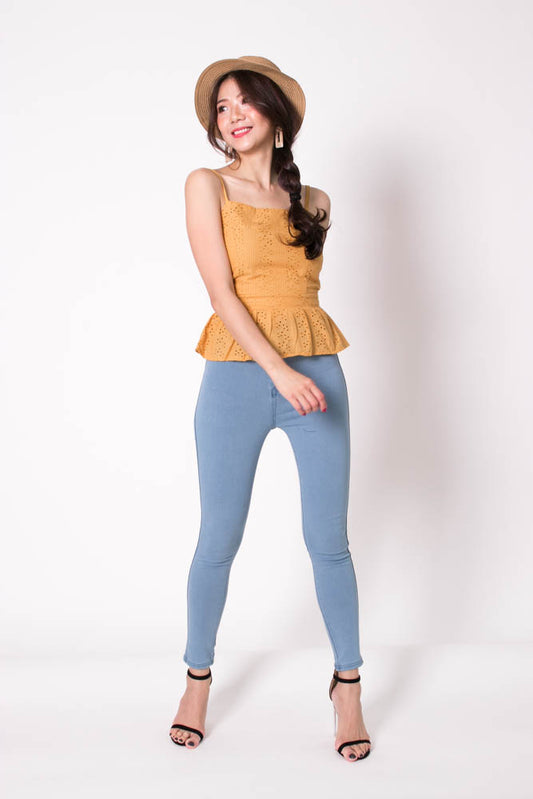 *PREMIUM* Cocolia Eyelet Top in Mustard - Self Manufactured by LBRLABEL