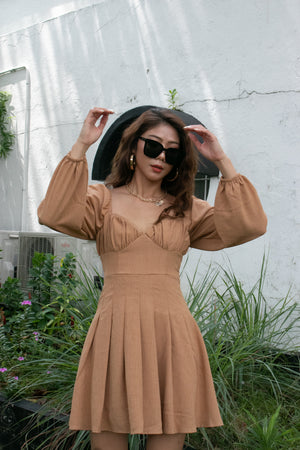 
                  
                    Load image into Gallery viewer, Sabrina Linen Dress in Mocha
                  
                