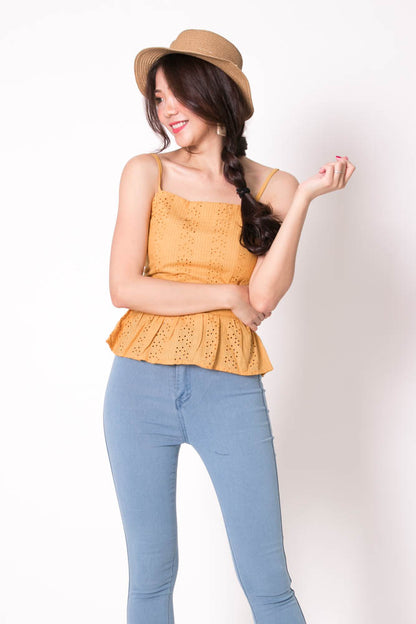 *PREMIUM* Cocolia Eyelet Top in Mustard - Self Manufactured by LBRLABEL