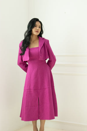 
                  
                    Load image into Gallery viewer, Anthea Midi Dress in Magenta
                  
                