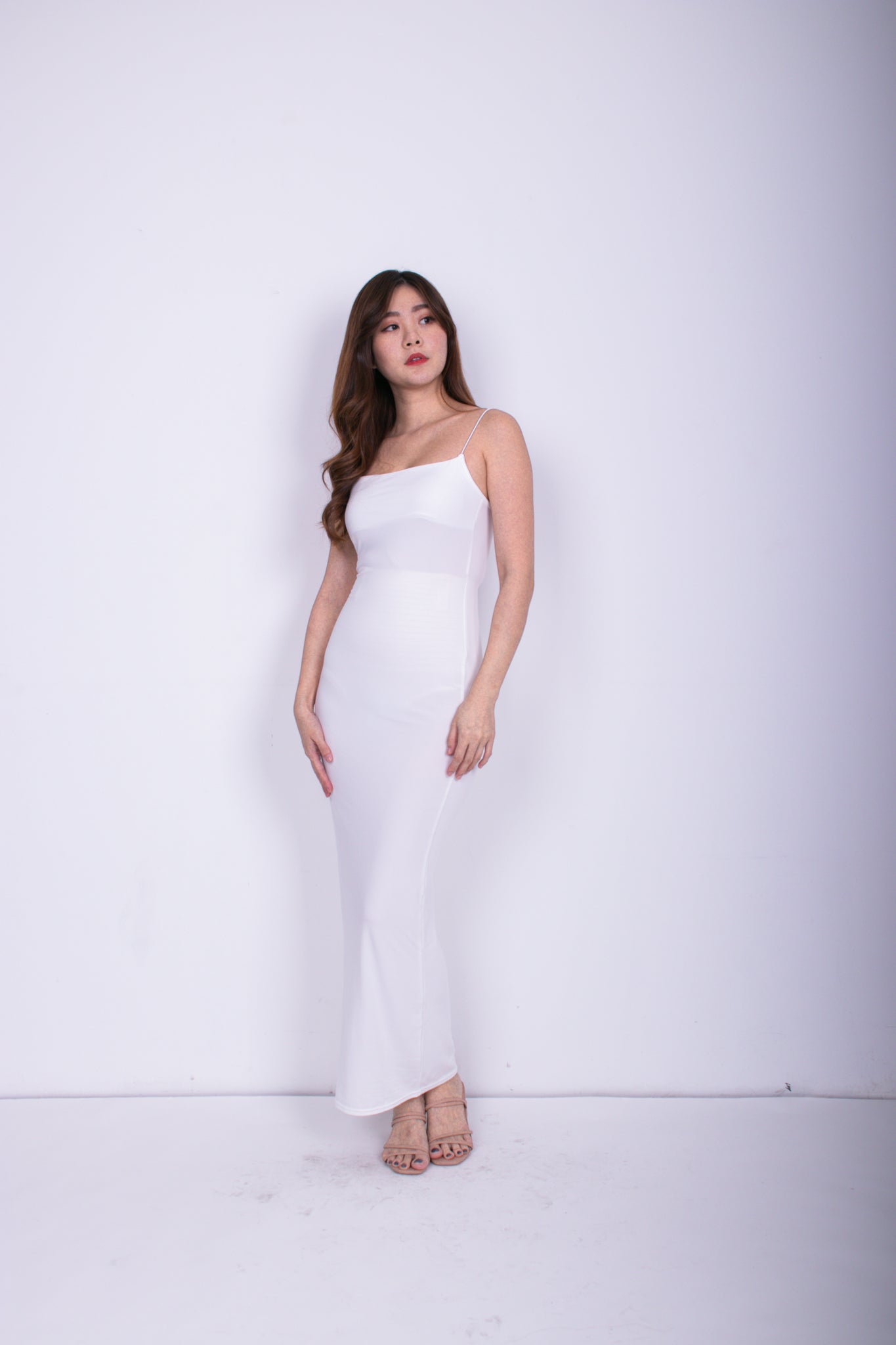 Arabella Basic Cami Maxi Dress in White