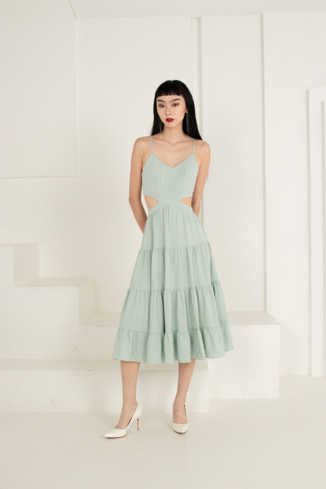 
                  
                    Load image into Gallery viewer, Soelia Cut Out Dress in Sage
                  
                