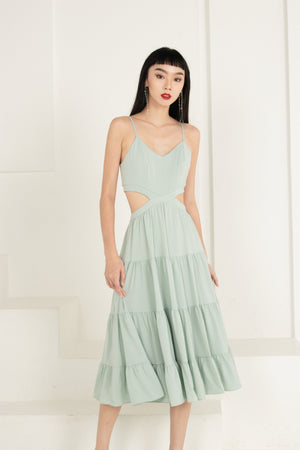 
                  
                    Load image into Gallery viewer, Soelia Cut Out Dress in Sage
                  
                