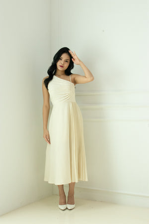 
                  
                    Load image into Gallery viewer, Seraphina Pleated Dress in Cream
                  
                
