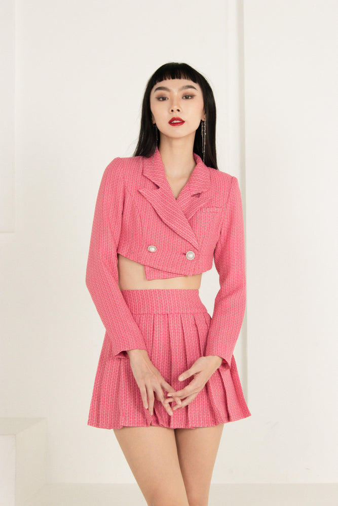 
                  
                    Load image into Gallery viewer, Jaelia Tweed Pleated Skorts in Pink
                  
                