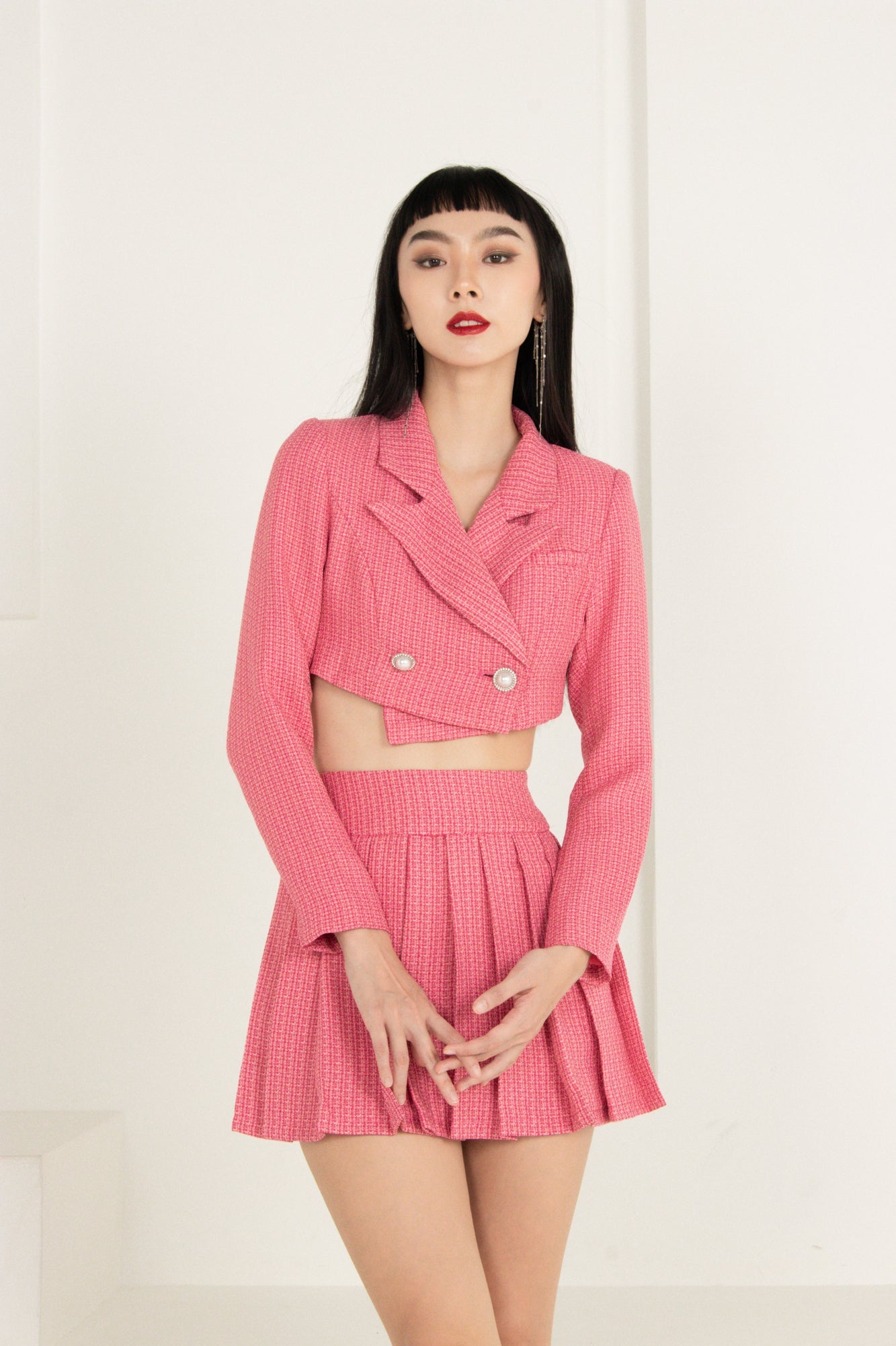 Jaelia Tweed Jacket in Pink
