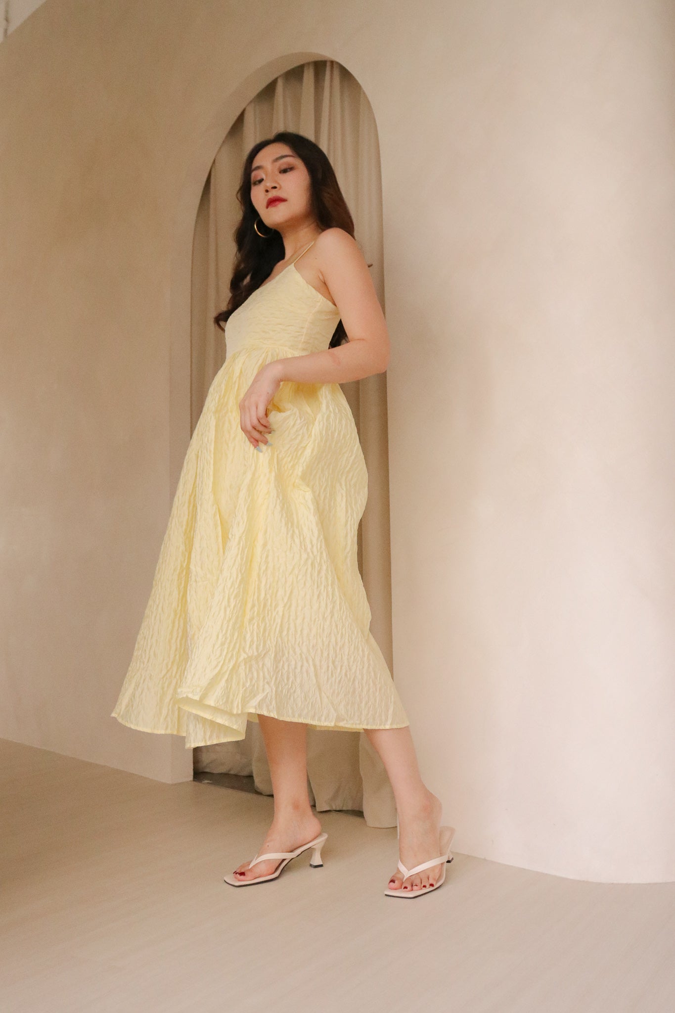 Carise Textured Maxi Dress in Daffodil Yellow