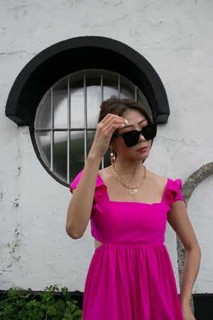 
                  
                    Load image into Gallery viewer, May Ribbon Back Dress in Hot Pink
                  
                