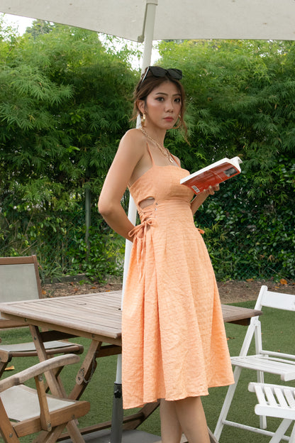 Rebekah Lace Dress in Peach