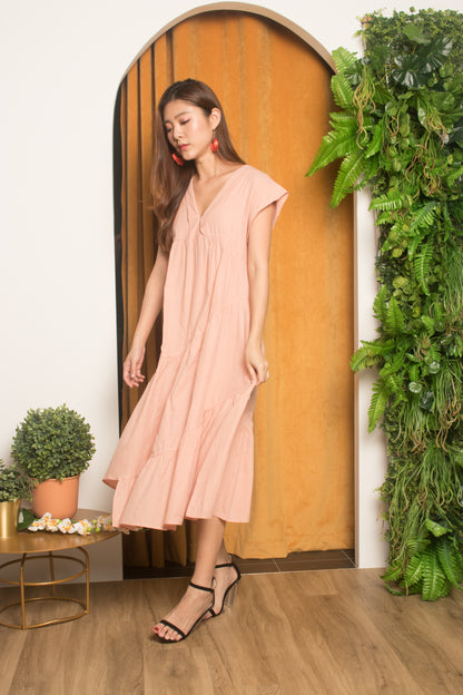 Serfina Flare Layer Dress in Pink