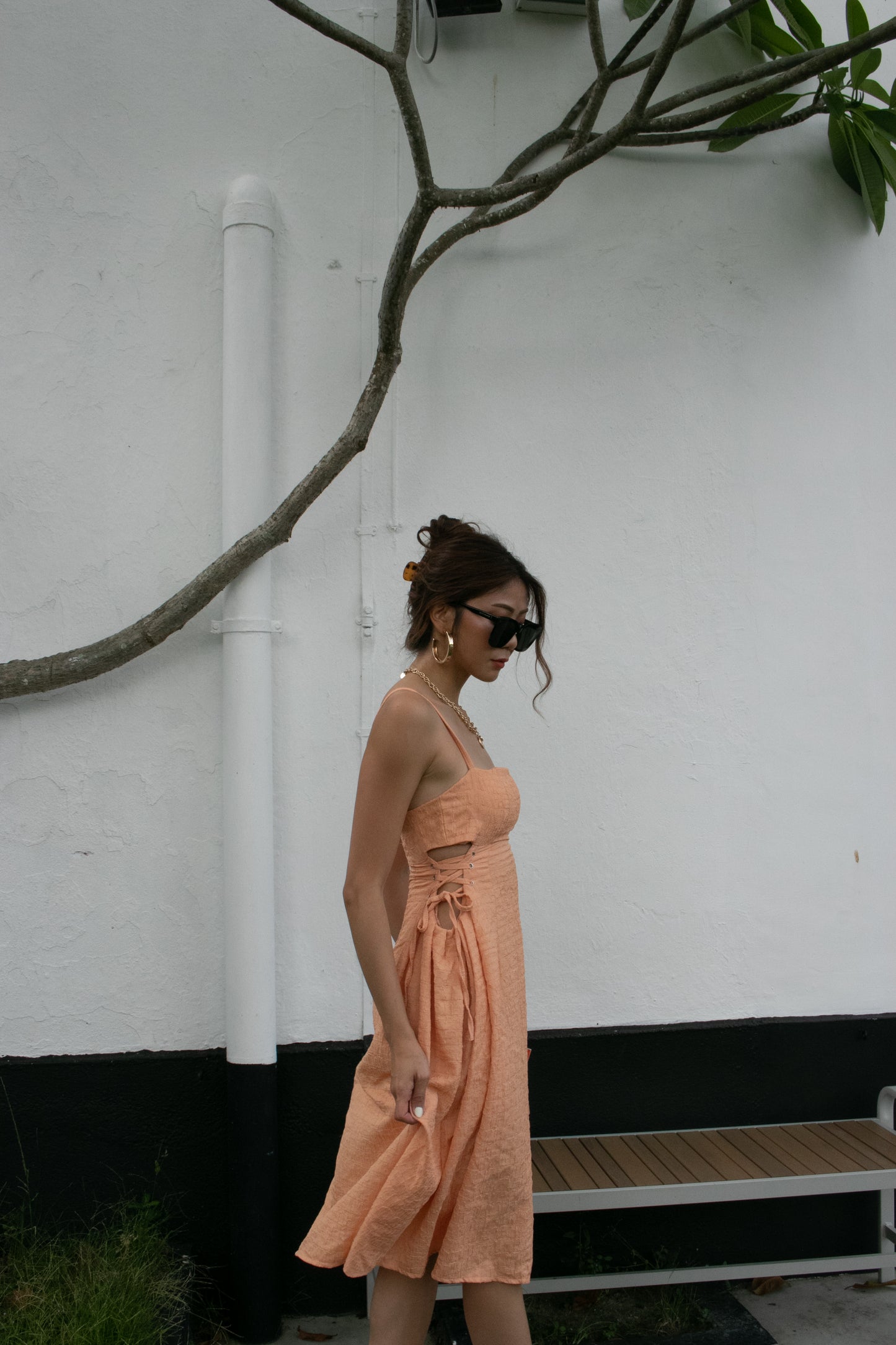Rebekah Lace Dress in Peach