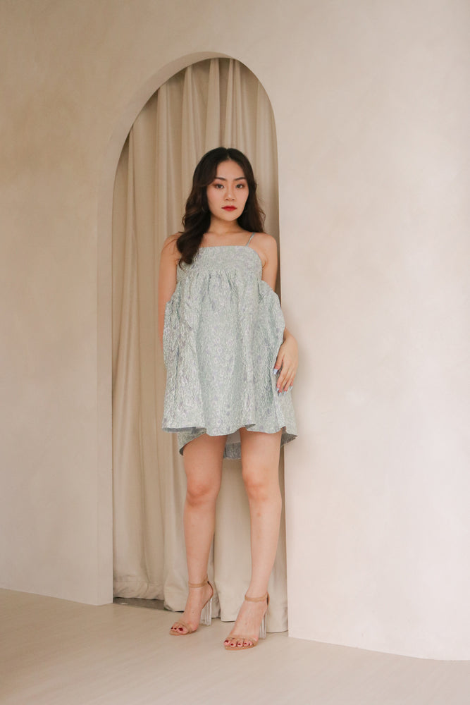 
                  
                    Load image into Gallery viewer, Niva Textured Babydoll Dress in Turquoise
                  
                