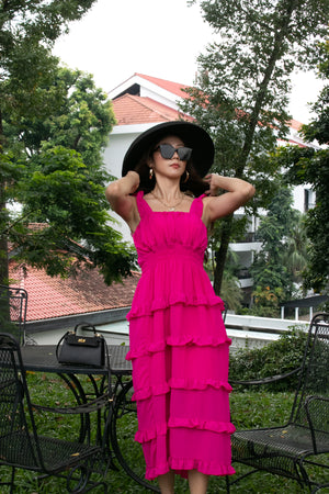 
                  
                    Load image into Gallery viewer, Jacey Layered Dress in Hot Pink (BO)
                  
                