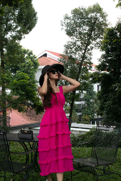Jacey Layered Dress in Hot Pink (BO)
