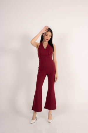 
                  
                    Load image into Gallery viewer, Fiolia Halter Jumpsuit in Burgundy
                  
                