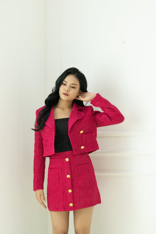 Suann Tweed Jacket in Hot Pink
