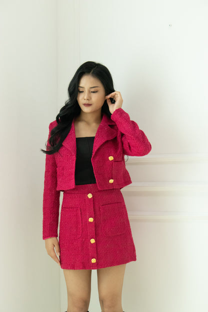 Suann Tweed Jacket in Hot Pink