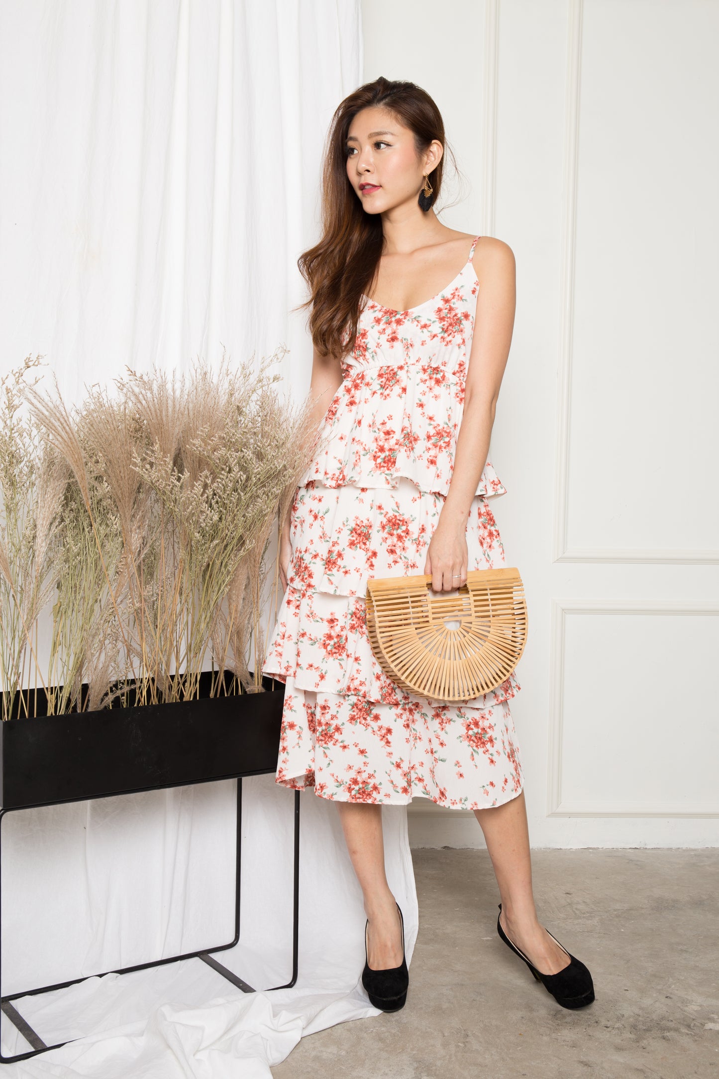 Katherine Floral Layer Dress in White