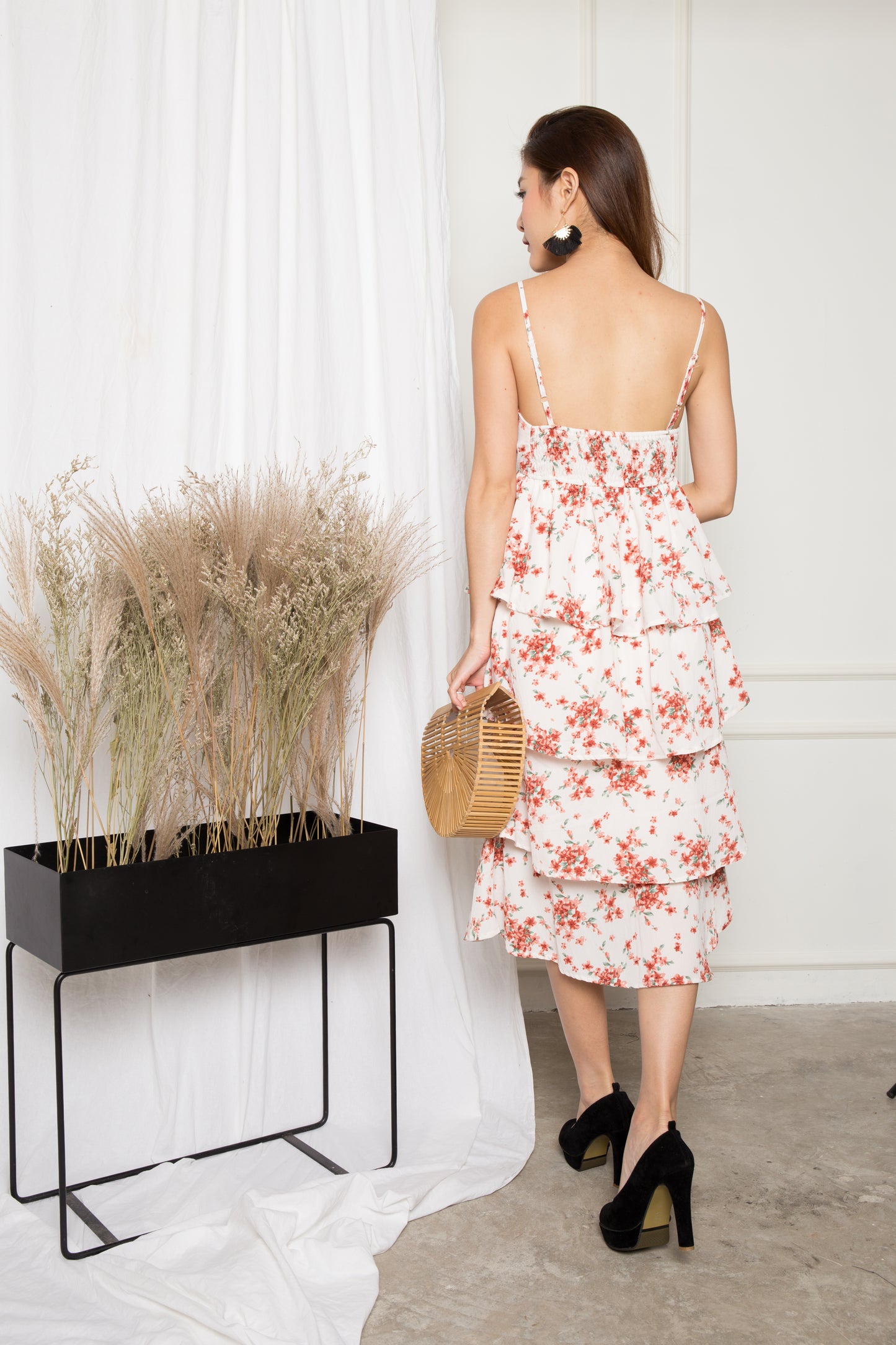 Katherine Floral Layer Dress in White
