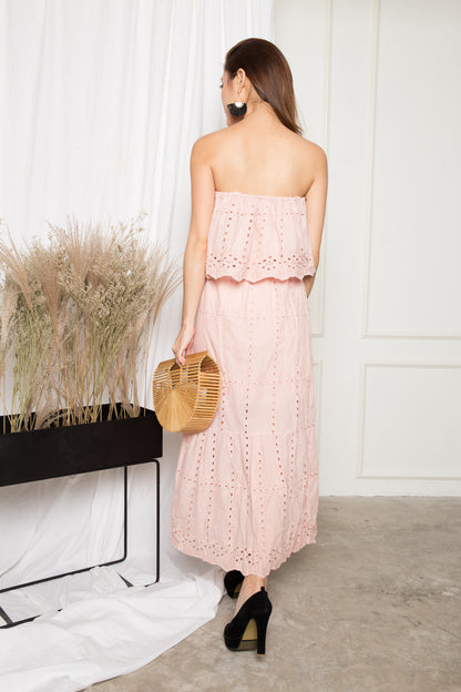LUXE - Adalina 3 Ways Crochet Maxi Dress in Pink
