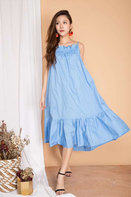 Jayda Flutter Dress in Blue