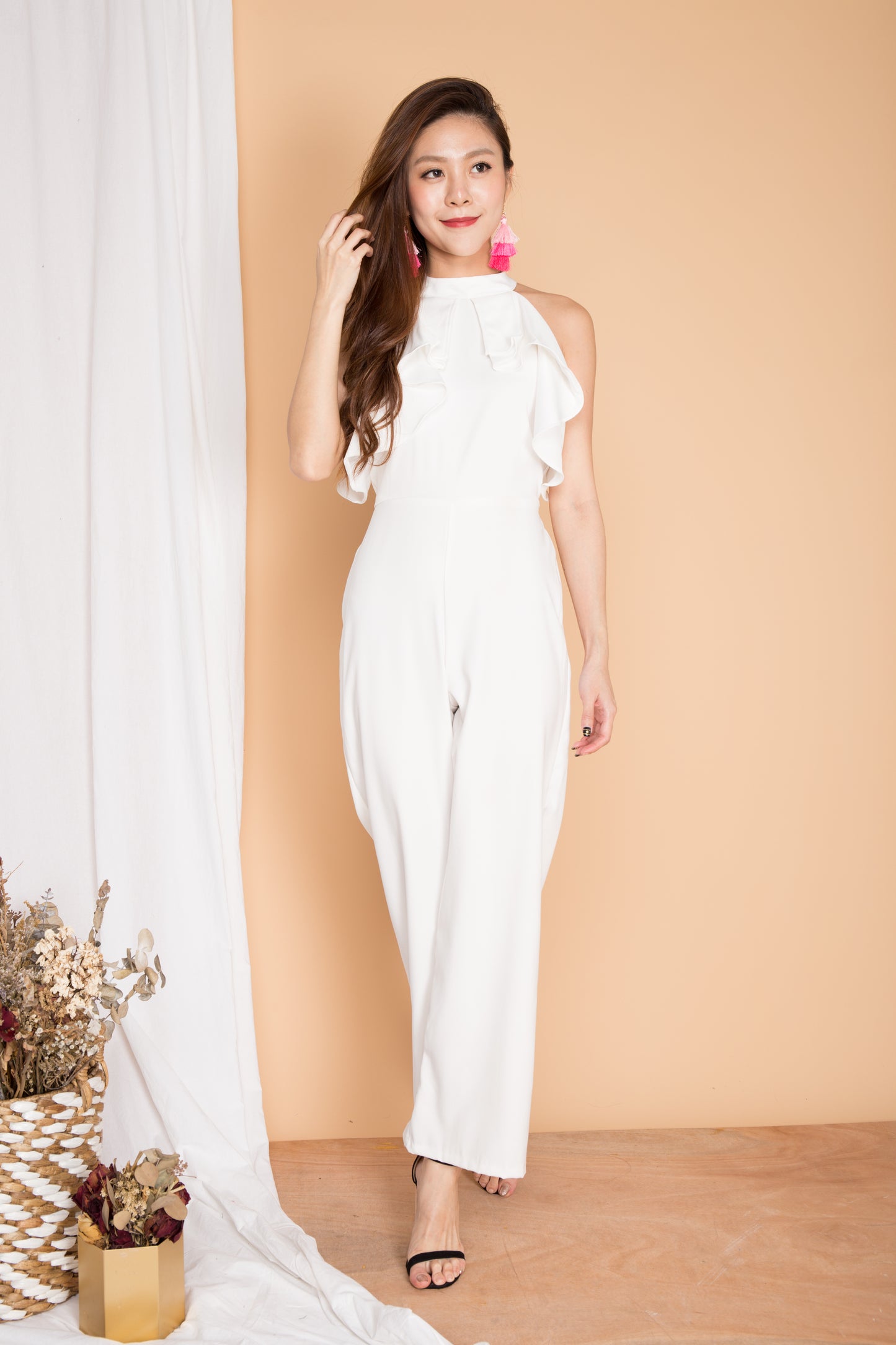 Pearlyna Flutter Jumpsuit in White