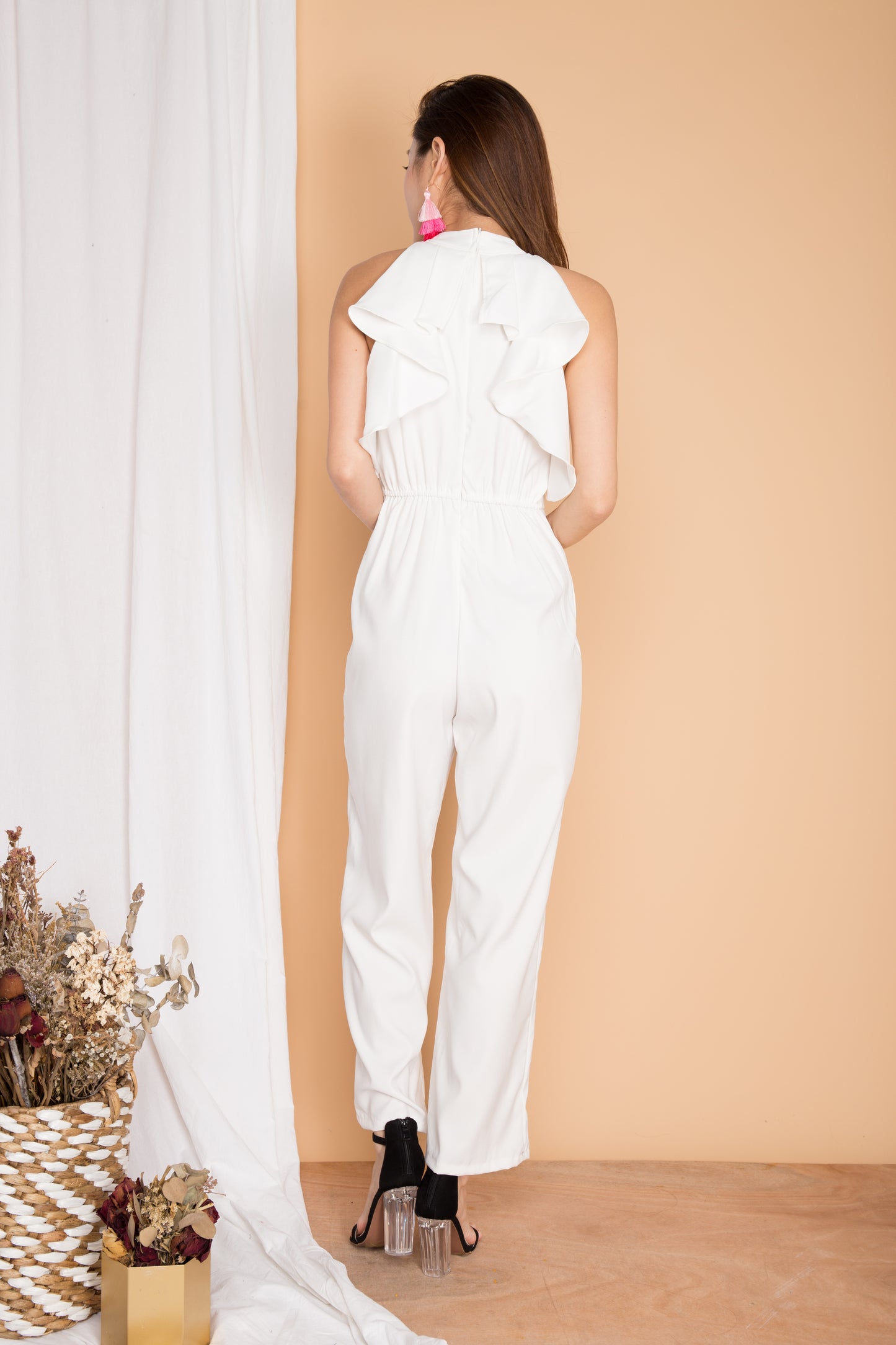Pearlyna Flutter Jumpsuit in White